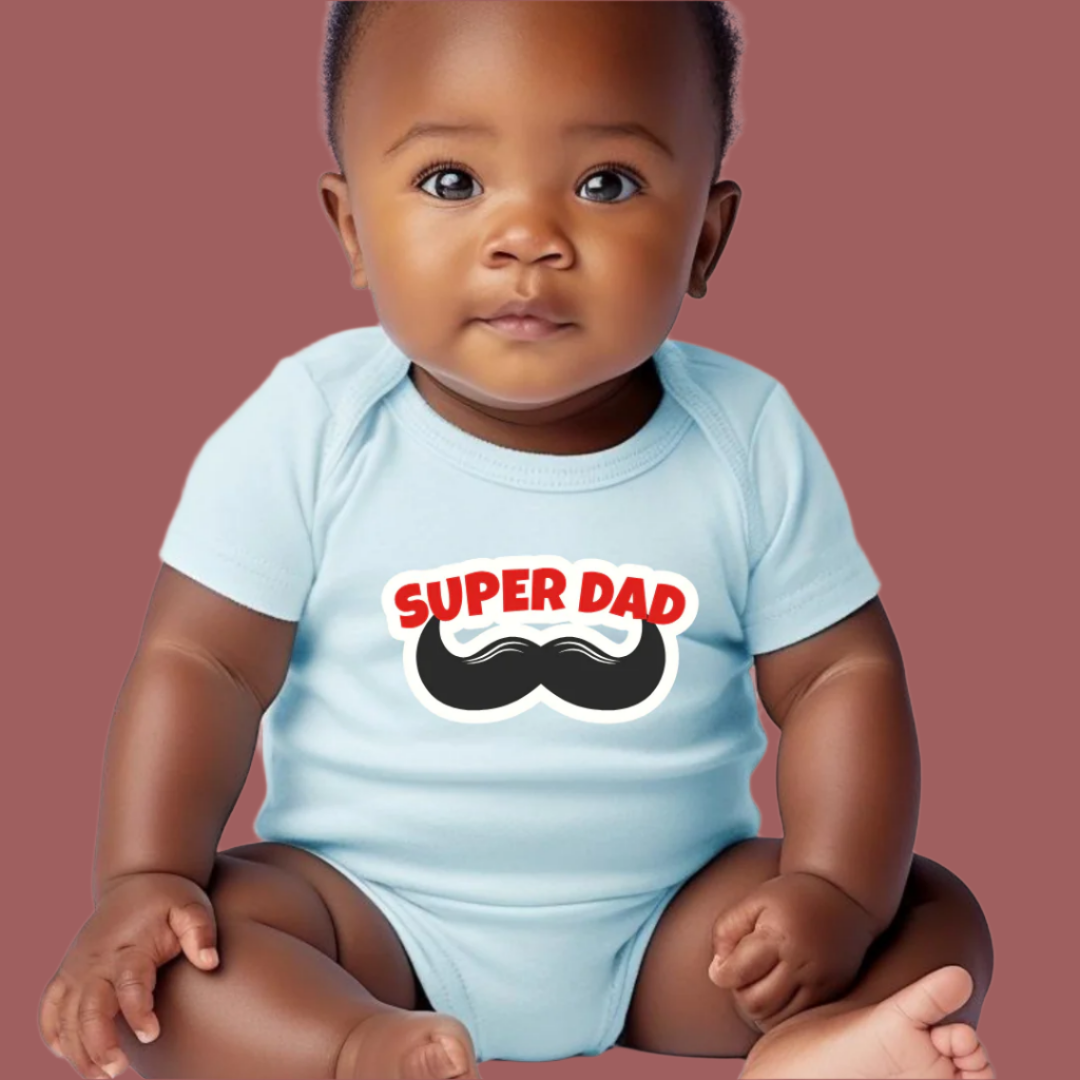 Super Dad Baby Romper, 100% Cotton Bodysuit, Father's Day Outfit